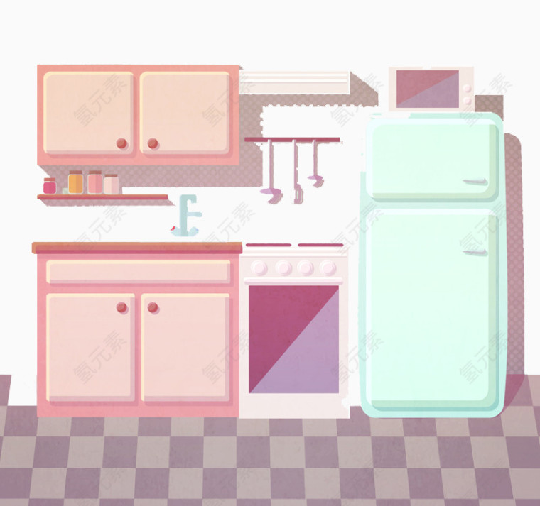 整洁厨房插画矢量素材