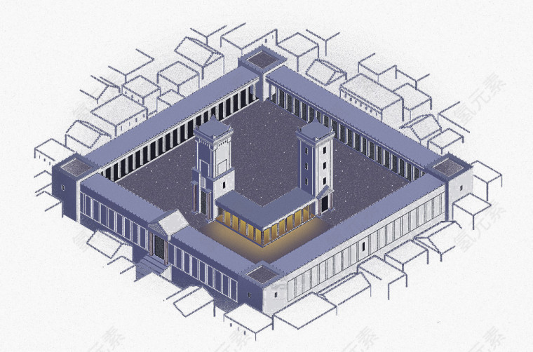 方形建筑物插画