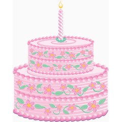 矢量手绘粉色双层大蛋糕