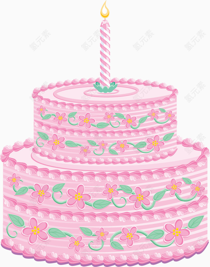矢量手绘粉色双层大蛋糕