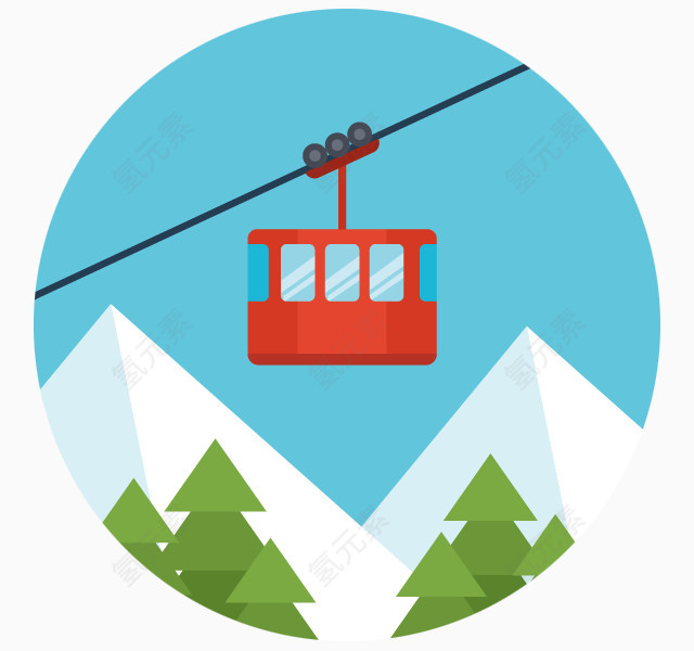 雪山滑雪场缆车