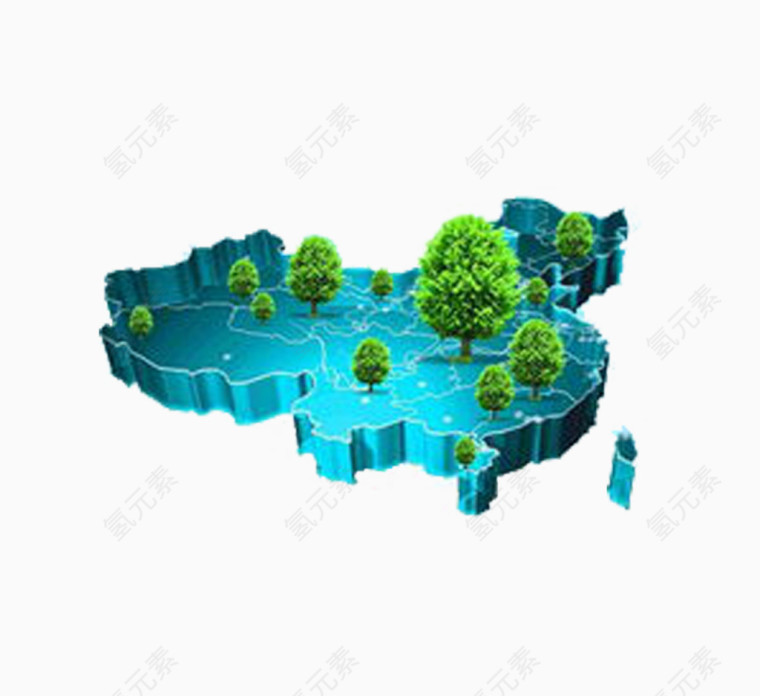 绿树蓝色中国版图