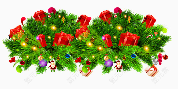 彩色圣诞树装饰礼盒元素