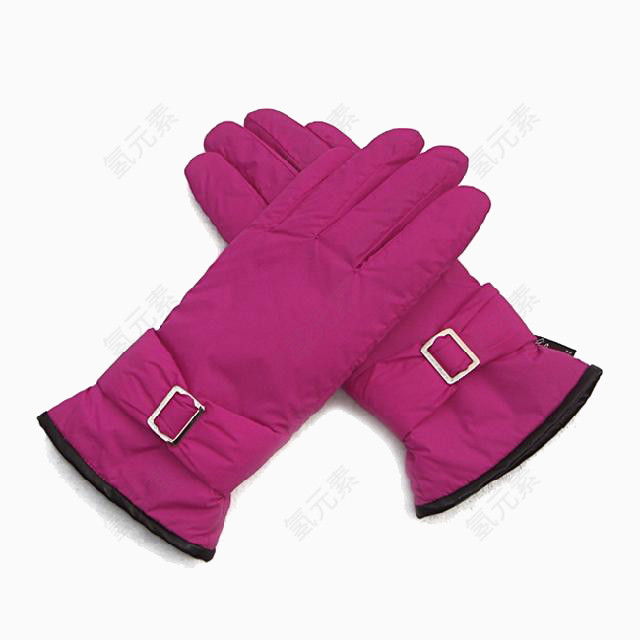 紫色带皮带扣的女士保暖手套
