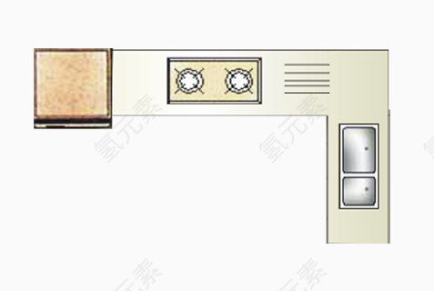 户型图彩平图手绘厨房煤气灶