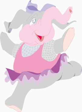 可爱卡通手绘粉色大象矢量