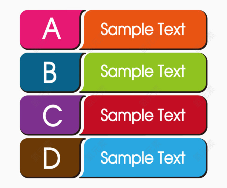 矢量扁平分类标题多色英文
