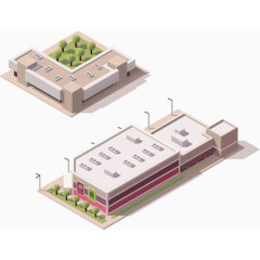 建筑高楼城镇都市地产立体房屋模型矢量