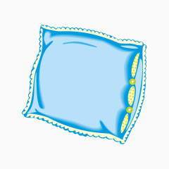 卡通蓝色花边枕头矢量