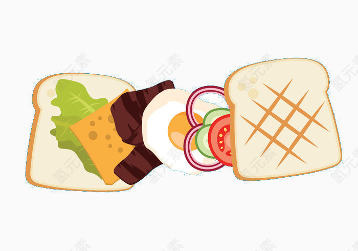 帕尼尼三明治的矢量插图