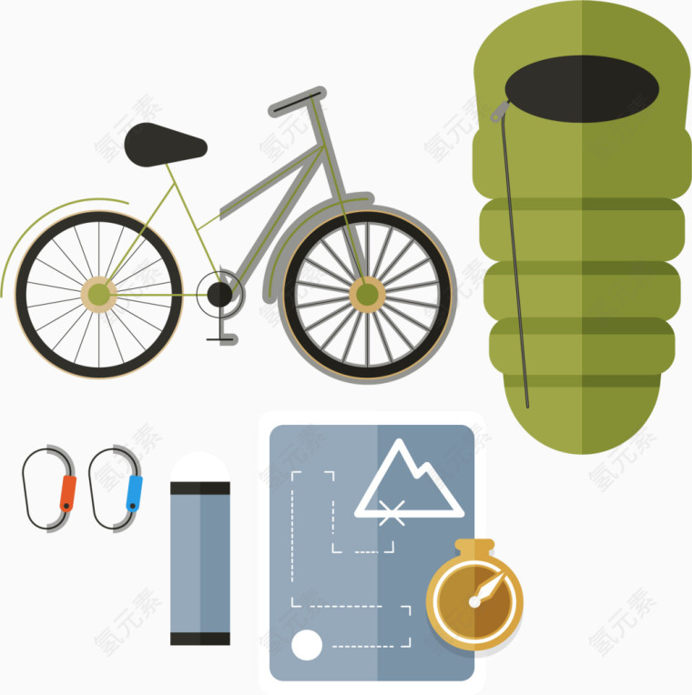 自行车睡袋户外用品海报素材