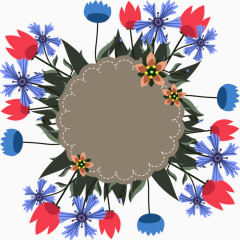矢量彩色扁平花卉背景图案
