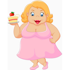 手捧蛋糕的胖女人