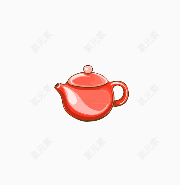 红色茶壶矢量素材