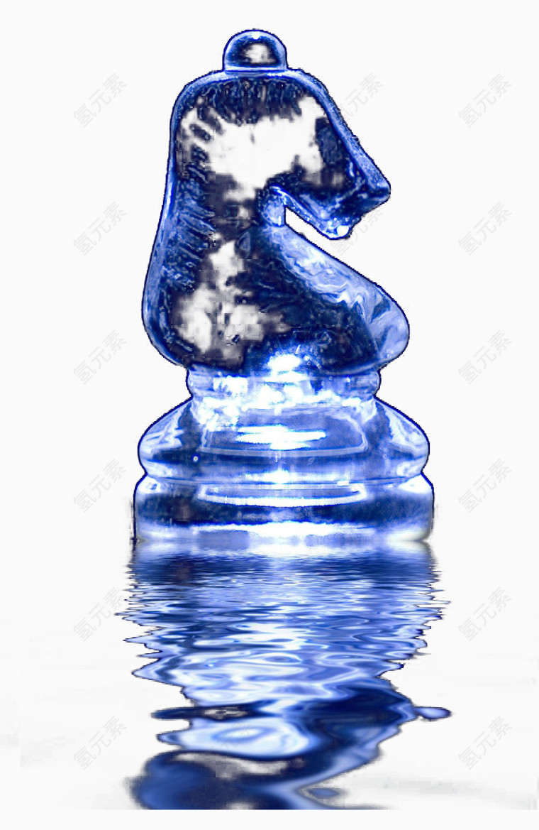 蓝色透明国际象棋棋子
