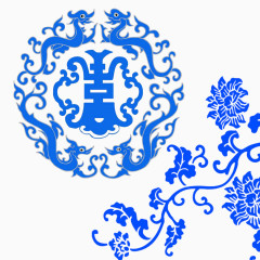 中国蓝色青花瓷样式图案