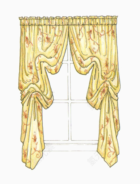 黄色窗帘设计草稿