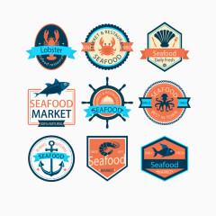 矢量海鲜市场设计元素