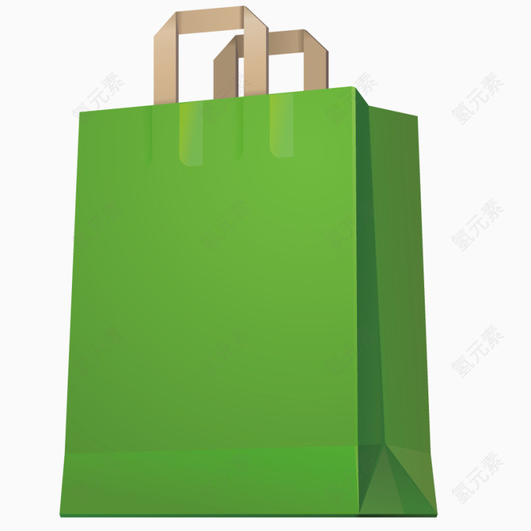矢量手绘绿色购物袋