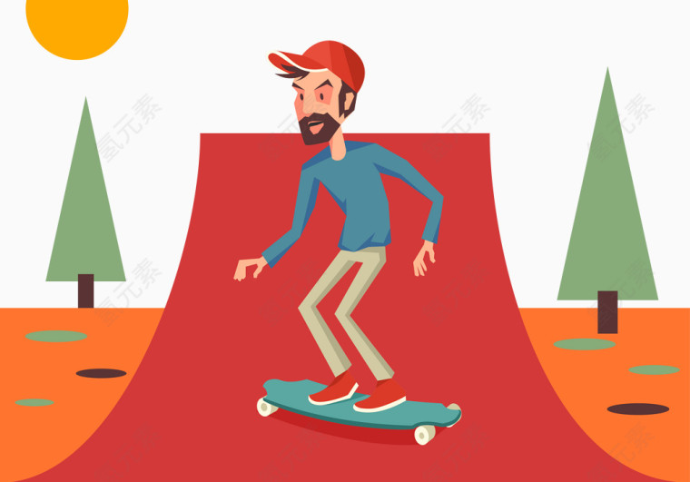 矢量滑滑板的男人