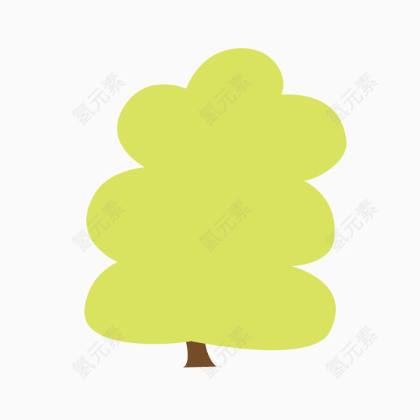 黄绿色卡通树