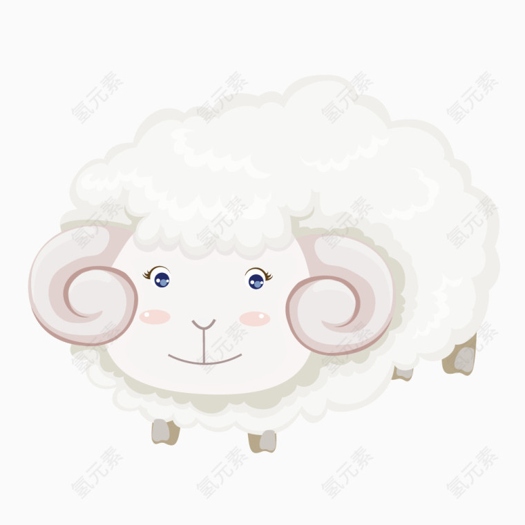 白色可爱犄角绵羊
