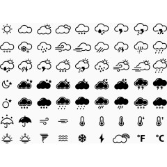 黑色线条天气插件图标矢量