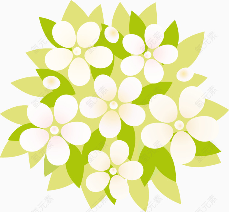 矢量绿色植物小白花创意图标