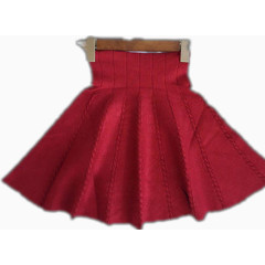 红色高腰半身裙