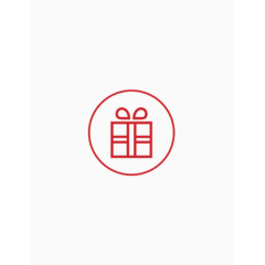 手绘圣诞节圆形红色线条礼物盒