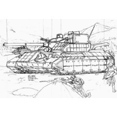 坦克手绘线稿