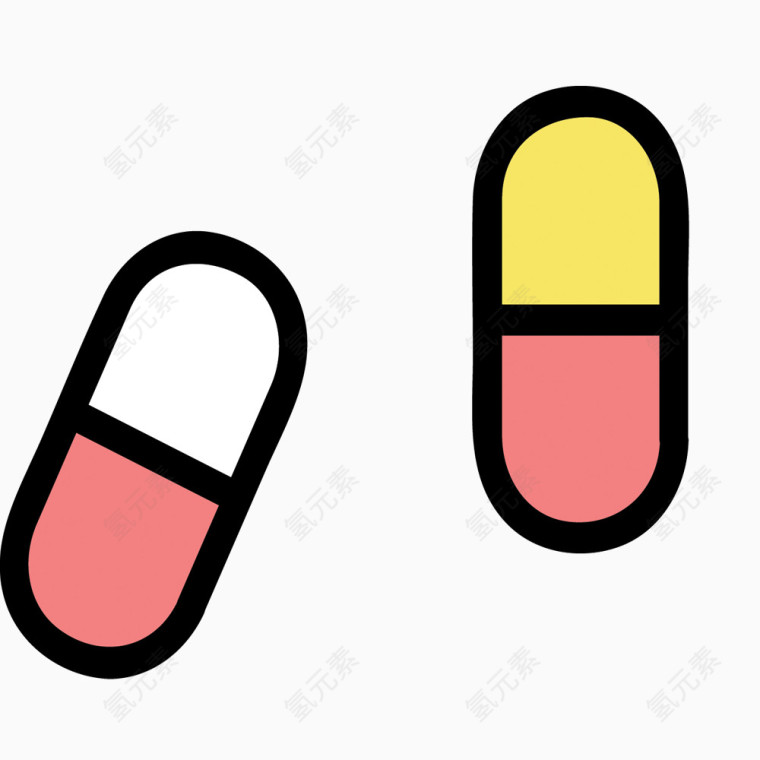 矢量扁平胶囊药丸素材