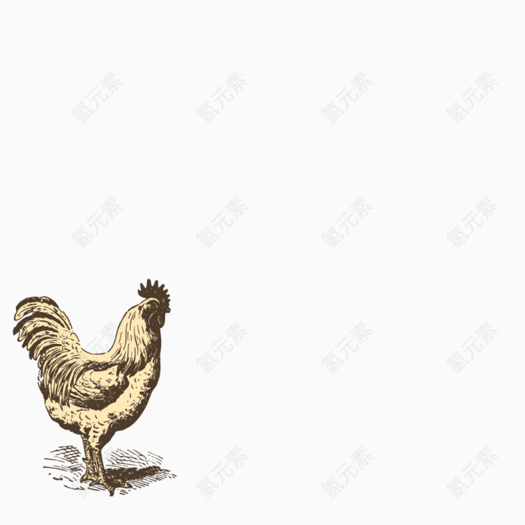 版绘牧场动物公鸡