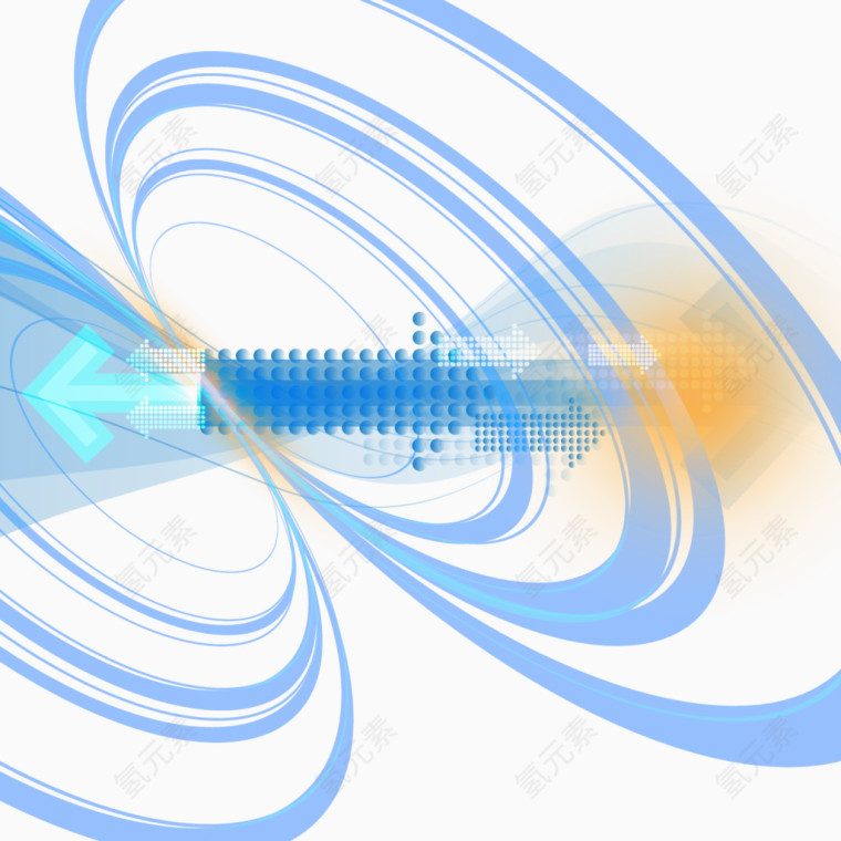 矢量蓝色科技箭头和曲线