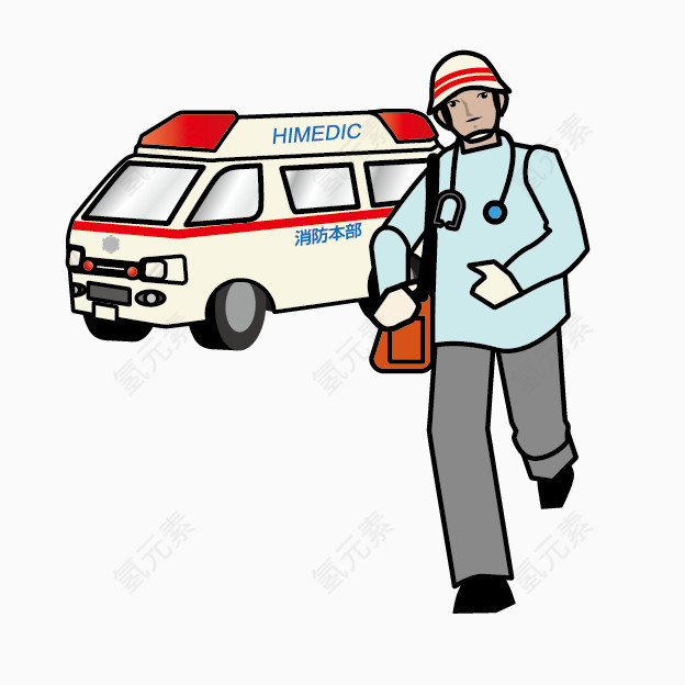 卡通消防救护车