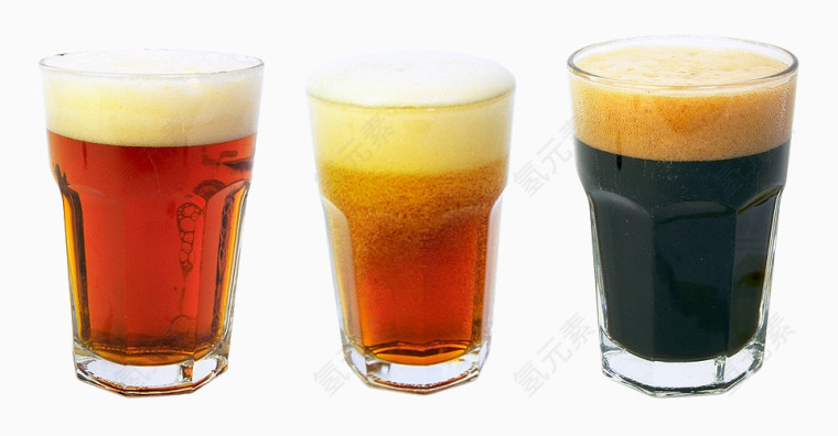 三种颜色的啤酒