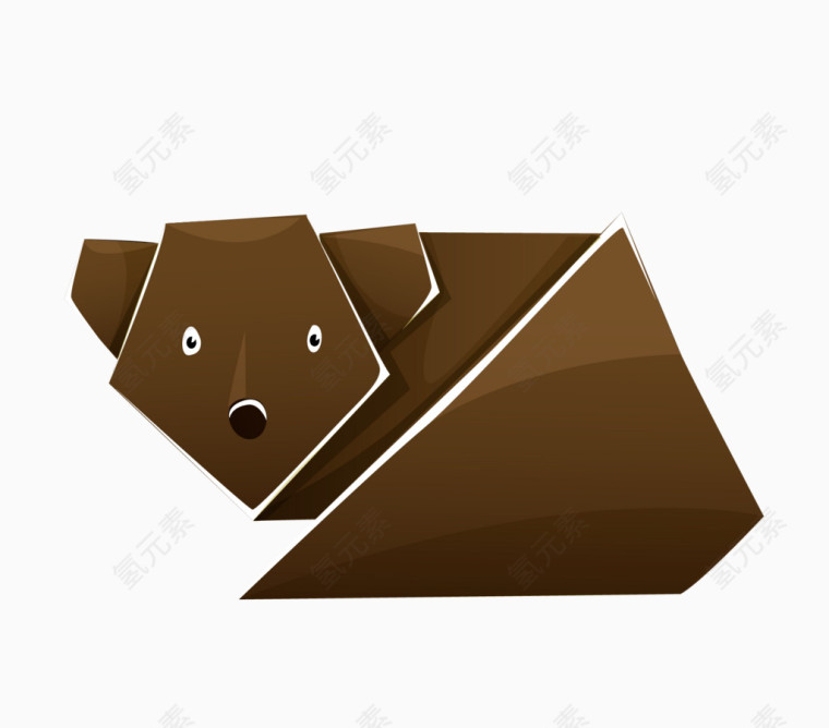 棕色折纸卡通小熊
