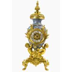 镀金的青铜景泰蓝珐琅座钟