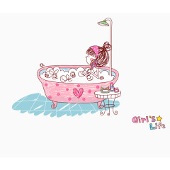 卡通手绘少女风格浴室