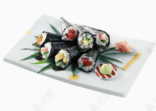白色长方形盘子里的寿司