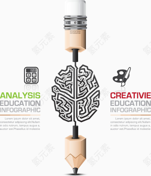 矢量时尚铅笔信息图表素材