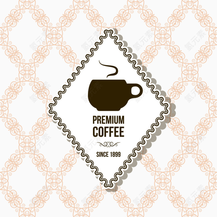 浅色花纹背景咖啡logo