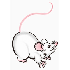 白色卡通手绘老鼠