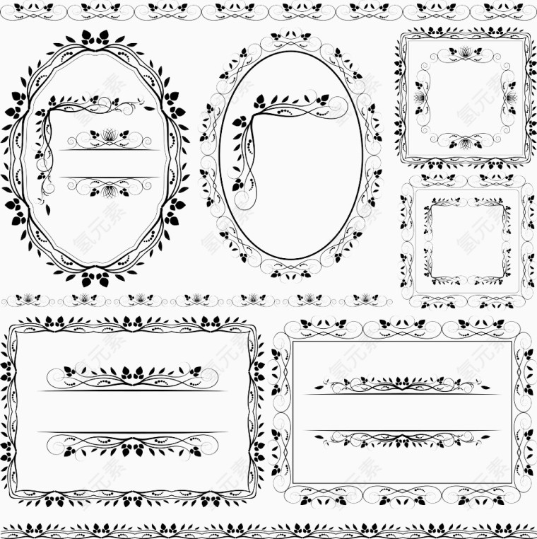 矢量花纹边框