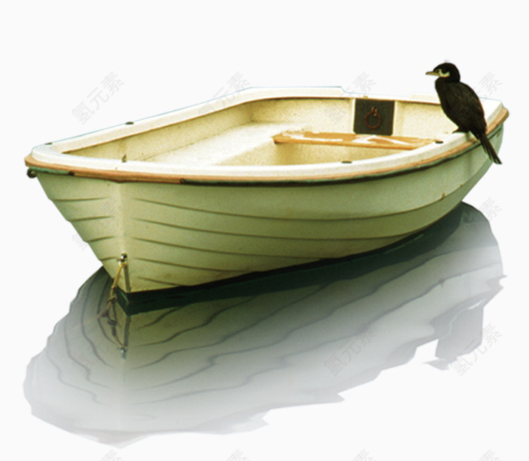 船 白色小船 木头船 小鸟