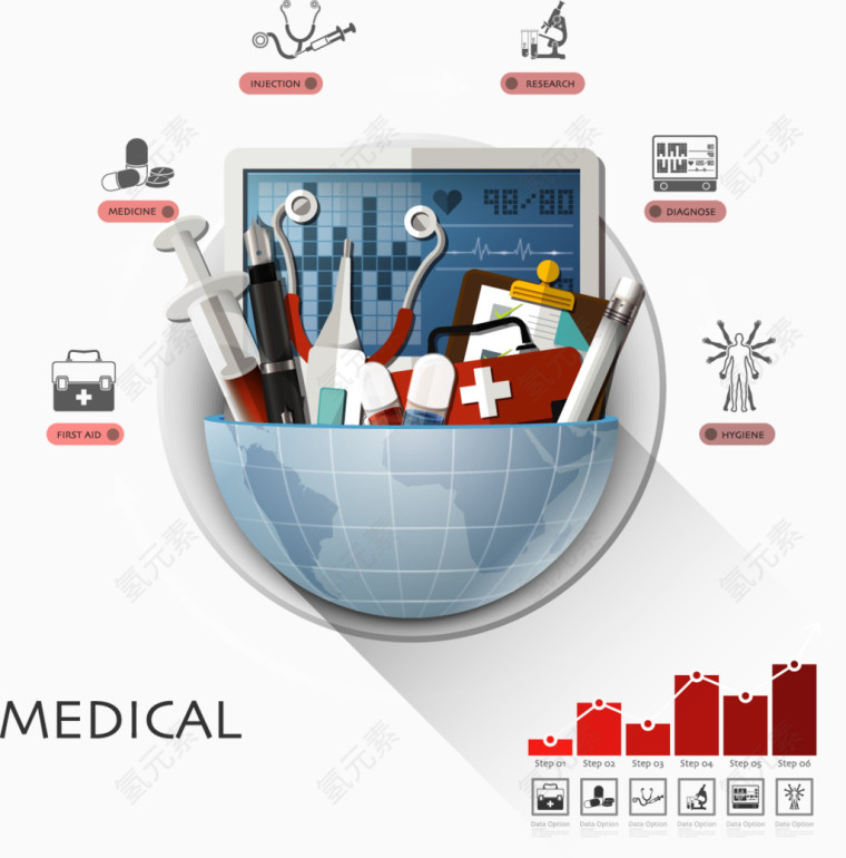 创意医疗工具信息图矢量素材