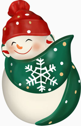可爱微笑雪人红帽子绿围巾