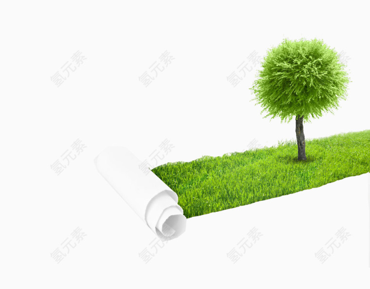 创意绿色树草海报素材