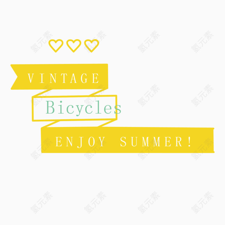黄色夏天单车运动标签