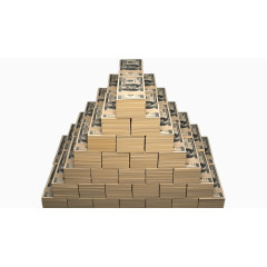 大量的现金钞票金字塔